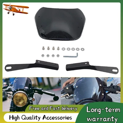 New 5–7" Round Headlight Windscreen Universal Fit Black For Honda Motorcycle Foto 1 de 4