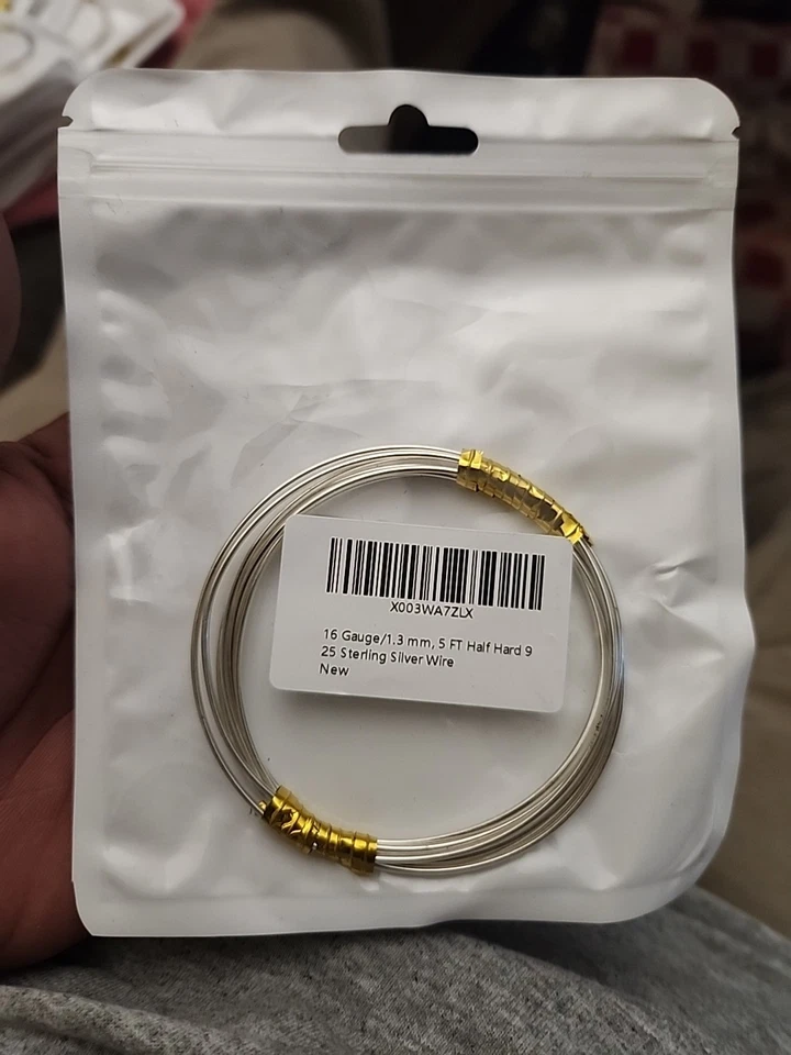 Alambre de joyería de plata esterlina 925 medio duro calibre 16/1,3 mm, 5 pies calibre 16 Foto 1 de 2