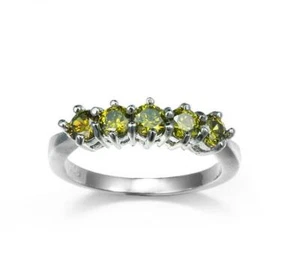 Xmas Gift 40 Roud Gems Natural Olive Peridot Gemstone Silver Rings Us Sz 7 8 9 - Picture 1 of 7