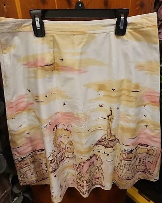 Falda midi Valerie Stevens talla 12 mezcla crema edificios forrada cierre cremallera algodón  Foto 1 de 4