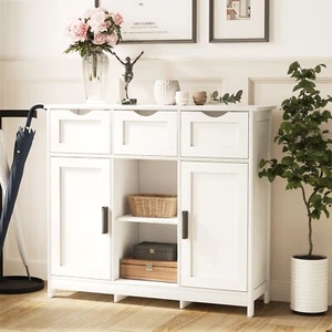 3 Drawer Sideboard Modern Cupboard Wood Buffet Storage Cabinet with 2 Doors - Picture 1 of 39