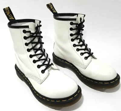 Dr. Doc Martens Leather Boots Womens 6 White 1460 Smooth Combat Lace Up Y2K - Image 1 of 4