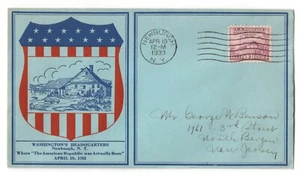 1932 US 727 Peace Proclamation Patriotic Shield & Washington's HQ Cachet FDC - Picture 1 of 1