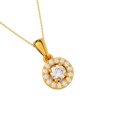 Small Diamond Halo Pendant 15 Natural Diamonds 14K Gold Diamond Cluster Pendant - Image 1 of 3