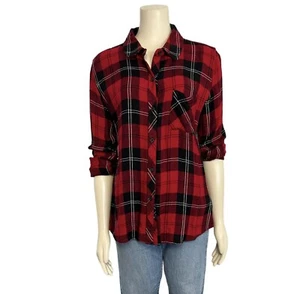 Rails Red Black Plaid Long Sleeve Flannel Shirt Womens Medium - Picture 1 of 7