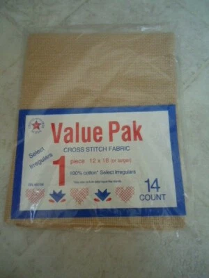 Value Pak Tan 14 Ct. Aida Fabric 12” X 18” (or Larger) Select Irregulars - Image 1 of 3