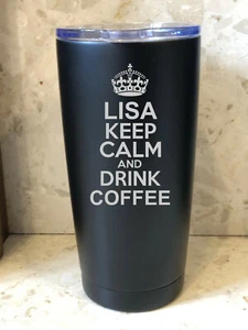 Personalisierter Thermo Reisebecher Tasse - Keep Calm & Drink Kaffee - Bild 1 von 7