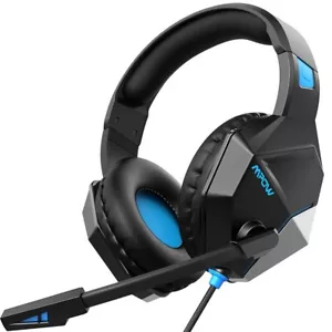 Black Wired Y Cable Headphones with Noise Cancelling Mic Gaming Headset - Picture 1 of 15