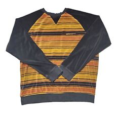 Sean John Sweater Men's Large L Orange Black Pullover Velour Long Sleeve
