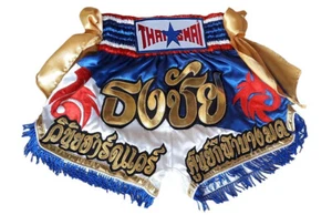 Muay Thai KickBoxing Shorts Words Embroidery Design Costume MMA K1 UFC Gym Sport - Picture 1 of 2