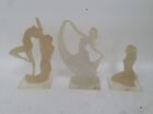 3 Art Deco Style Figurines Frosted Resin Crystalline Collection Juliana