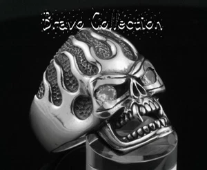 SIZE 11 Solid Sterling Silver New Skull Men Knuckle Ring 1R-192 - Foto 1 di 6