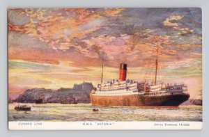 Cunard Line RMS Antonia Vintage Oceanliner Postkarte Dampfer Schiff  - Bild 1 von 2