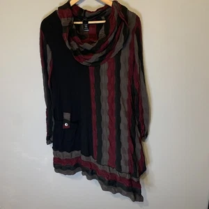 Ali Miles Bluse Tunika Damen XL Art To Wear Lagenlook Kutte Crinkle Tasche lang - Bild 1 von 21