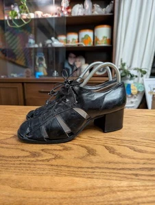 Vintage 1990s Chunky Leather Sandals Enzo Angiolini T Strap Shoes Brown 8.5 - Picture 1 of 11