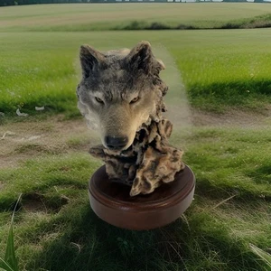 Mill Creek Studios Wolf Head Sculpture ~ Base 6.5 x 5.5" ~ Focused Prey #7104 - Picture 1 of 8