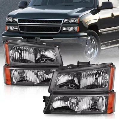 For 2003-2006 Chevrolet Silverado 1500 2500HD Pair Headlights + Bumper Lights Foto 1 de 4