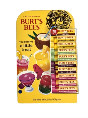 Bálsamo labial Burt's Bees edición limitada paquete de 10 NUEVO SELLADO CADUCIDAD 26/10 Foto 1 de 3