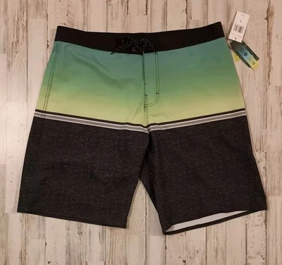Burnside Board Shorts Bañador Hombre Talla 36 Gris Verde Elastizado Abridor de Botellas Foto 1 de 4