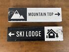 Ski Lodge & Mountain Top Wooden Table Top Cabin Decor Rustic Painted 3" X 12"