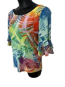 Pappagallo XL Blouse Top Flounce and Artsy Bell Sleeves NWT E519 - Picture 1 of 10