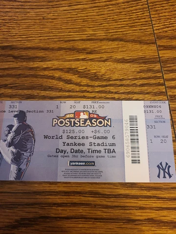 2009 World Series Game 6 Unused ticket New York YANKEES Philadelphia Phillies Cover