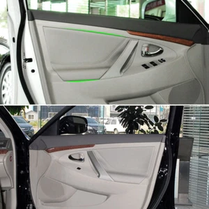 2x Front Interior Door Pane Gray Leather Cover Trim For Toyota Camry 2006 - 2012 - Picture 1 of 8
