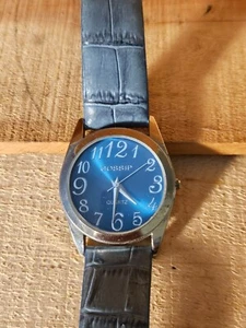 Montre femme Gossip bleue bracelet cuir véritable pile neuve - Photo 1/6