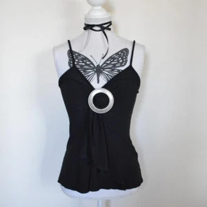 Y2k 00s 2000s vintage strappy top with silver hardware detailing goth gothic ✣ - Picture 1 of 6
