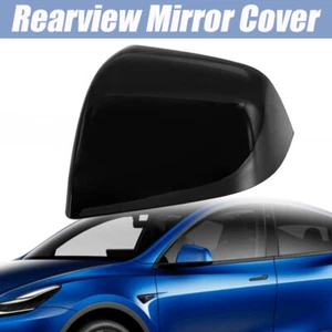 Black Left Side View Mirror Cover Wing Cap Replacement For Tesla Model Y 2017+ - Picture 1 of 11
