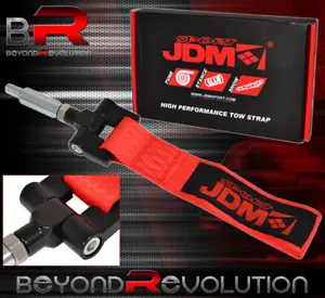 Audi A4/A4Q/Rs4 Jdm Vip Tow Towing Hook Nylon Strap + Threaded Adapter Kit Red - Picture 1 of 1