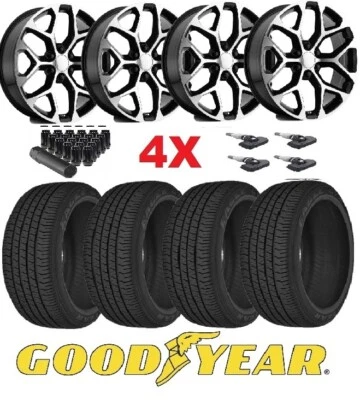 SNOWFLAKE WHEELS RIMS MACHINED GOODYEAR 285 45 22 TIRES CADILLAC ESCALADE DENALI - Изображение 1 из 4