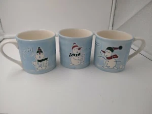 Eddie Bauer Snowman Christmas Holiday Mugs (3) - Picture 1 of 7