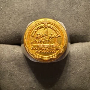 14K Gold Filled New York University NYU on Sterling Silver Signet Ring - Picture 1 of 7