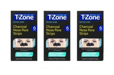  3 x 6 T-Zone Charcoal Nose Pore Strips Ultra Cleansing-Free Delivery - Image 1 of 2