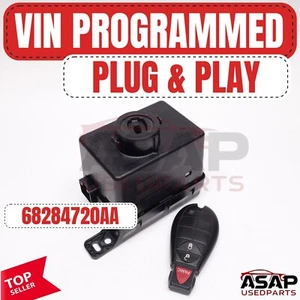 ⛽ VIN PROGRAMMED WIRELESS IGNITION NODE RECEIVER & KEY CHRYSLER DODGE 68284720AA - Picture 1 of 8