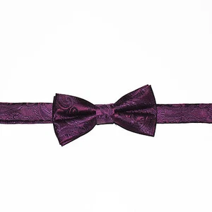 DARK PURPLE Paisley Pattern Kid's Straight Cut Pre-tied Strap Bowtie Boys Bowtie - Picture 1 of 1