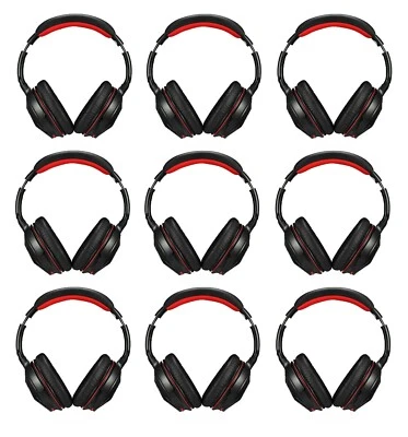 9x AUSDOM M04S NFC Wireless Bluetooth 4.0 Headphones Built-in Mic Black-Red - Image 1 of 4