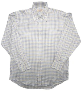 Luciano Barberra Oxford Shirt Men's 16 34/35 OCBD Blue Yellow LS Italy Luxury - Picture 1 of 10