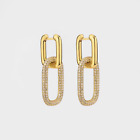 18k Gold Plated Two Way Detachable CZ Diamond Inlaid Drop Dangle Hoop Earring