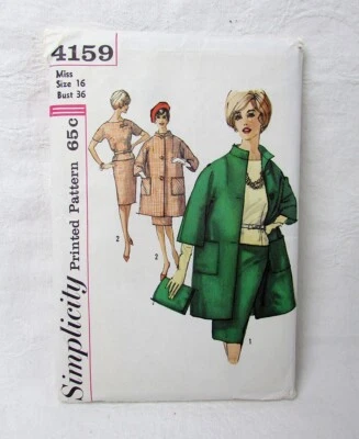 Vintage 1950s Simplicity 4159 MCM Pencil Skirt/ Top, Swing Coat Pattern 16 UNCUT - Image 1 of 2