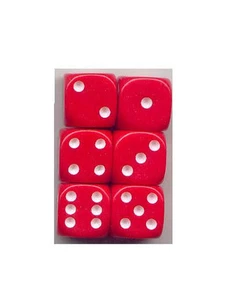 NEU Würfel 6er Set D6 (16 mm) - blickdicht rot - Bild 1 von 1