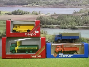 Herpa etc H0 2 Pritschenwagen mit Kran 1 Niederflurhubwagen etc (OE) H0448 - Imagen 1 de 4