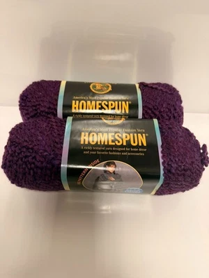 Lion Brand Yarn Homespun 6 盎司 185 码葡萄紫色 2 件装 — 第 1/4 张图片