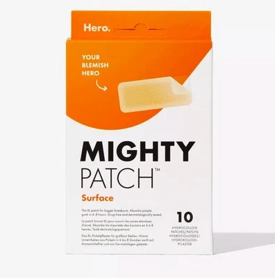 Hero Cosmetics MIGHTY PATCH Surface - 10 Strips - Hydrocolloid Large Acne Pimple