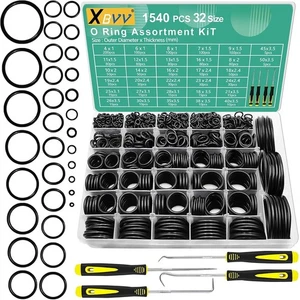 1540 Pcs 32 Size O-Rings Kit Nitrile Rubber O Ring Assortment with 4 Hook Set fo - Picture 1 of 9
