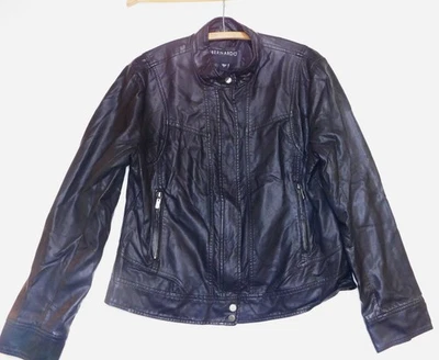 Chaqueta de moto Bernardo para mujer talla XL lavable imitación cuero negra cremallera completa Foto 1 de 4