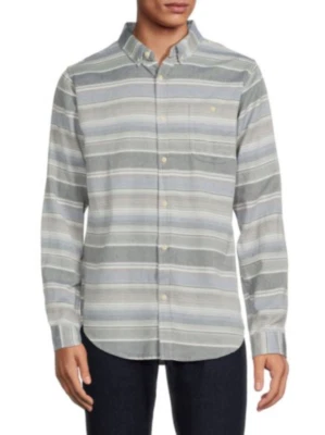 EZEKIEL Men's Sage Green Striped Front Button Shirt Small - Image 1 of 2