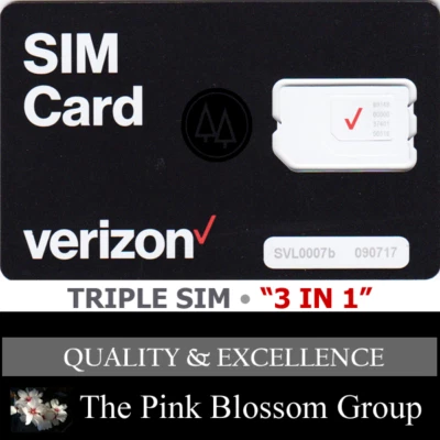 VERIZON Triple SIM CARD "3 in 1" NANO 4FF • CDMA 4G LTE • Genuine VZW NEW  - Image 1 of 3