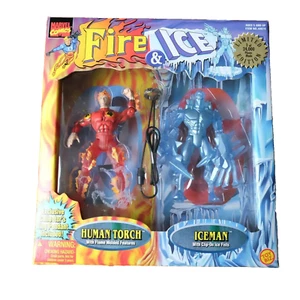 Fire/Ice Human Torch & Iceman Packs Toy Biz 1997 Limited Production Marvel Comic - Picture 1 of 9